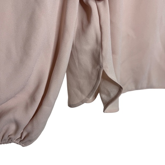 BCBGMAXAZRIA Tina Bare Pink Woven Exposed Shoulder Subtle balloon sleeve top Lg - Picture 7 of 9
